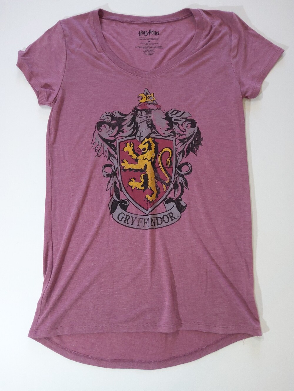 Harry Potter Gryffindor T-Shirt‎ Womens Medium Mauve Casual Summer Graphic Tee